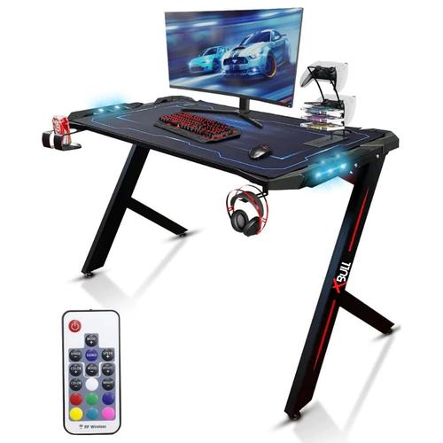 X-Bull Gaming Desk Avec Led Ergonomique, Pour Pc Et Bureau Complet Avec Accessoires - 120x61x73cm