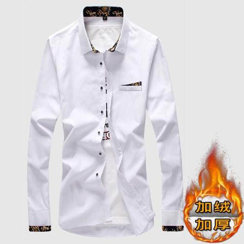 Hiver Hommes Chemise Chaude A Manches Longues Plus Velours Épais Professionnel Affaires Chemise Blanche Coréen Outillage Taille Formelle