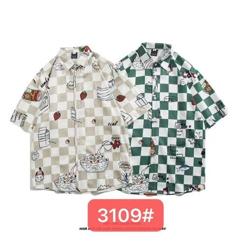 Chemise A Manches Courtes Pour Hommes Japonais A La Mode Et Belle Série De Sel Pour Hommes D'été Nouvelle Chemise Ample A La Mode Ins Couple