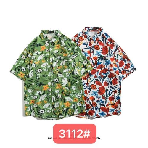 Chemise A Manches Courtes Pour Hommes Japonais A La Mode Et Belle Série De Sel Pour Hommes D'été Nouvelle Chemise Ample A La Mode Ins Couple