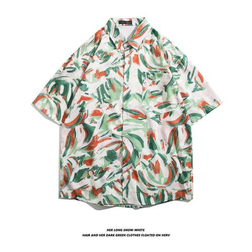 Chemise A Manches Courtes Pour Hommes Japonais A La Mode Et Belle Série De Sel Pour Hommes D'été Nouvelle Chemise Ample A La Mode Ins Couple
