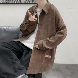 Rétro Chemise En Velours Côtelé Hommes A Manches Longues Automne Japonais Mince Chemise Vetements D'extérieur Tendance Lâche Ins Veste Décontractée