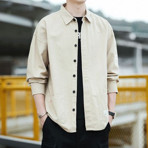 Outillage Pour Hommes Chemise A Manches Longues Multi-Poches Printemps Et Automne Nouveau Style Militaire Chemise Ample Veste Tendance Chemise Décontractée