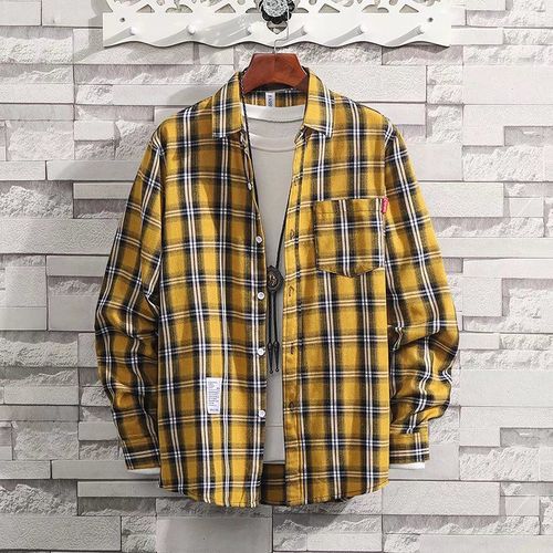 Chemise A Carreaux A Section Mince De Style Chemise A Manches Longues Pour Hommes