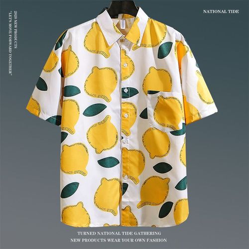 Summer Beach Vacances Chemise A Fleurs A Manches Courtes Hommes Hawaii Tendance Beau Top Couple Plage Lâche Chemise