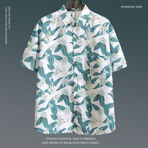 Summer Beach Vacances Chemise A Fleurs A Manches Courtes Hommes Hawaii Tendance Beau Top Couple Plage Lâche Chemise