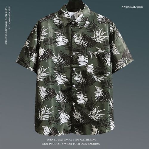 Summer Beach Vacances Chemise A Fleurs A Manches Courtes Hommes Hawaii Tendance Beau Top Couple Plage Lâche Chemise