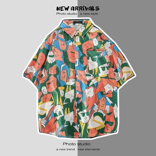 Été Japonais Nouvelle Plage Chemises Pour Hommes Et Femmes A Fleurs Ins Tendance Style Chemises A Manches Courtes A Imprimé Lâche