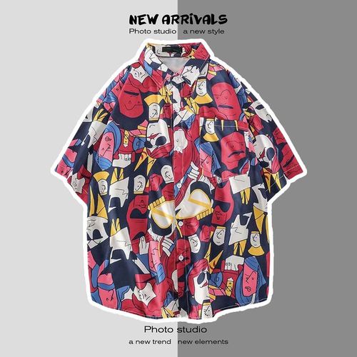Été Japonais Nouvelle Plage Chemises Pour Hommes Et Femmes A Fleurs Ins Tendance Style Chemises A Manches Courtes A Imprimé Lâche