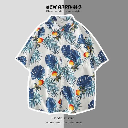 Été Japonais Nouvelle Plage Chemises Pour Hommes Et Femmes A Fleurs Ins Tendance Style Chemises A Manches Courtes A Imprimé Lâche