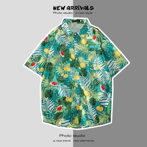 Été Japonais Nouvelle Plage Chemises Pour Hommes Et Femmes A Fleurs Ins Tendance Style Chemises A Manches Courtes A Imprimé Lâche