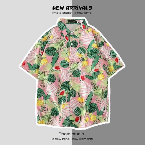 Été Japonais Nouvelle Plage Chemises Pour Hommes Et Femmes A Fleurs Ins Tendance Style Chemises A Manches Courtes A Imprimé Lâche
