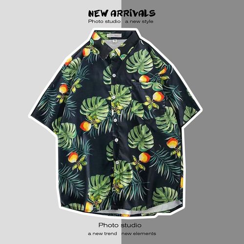 Été Japonais Nouvelle Plage Chemises Pour Hommes Et Femmes A Fleurs Ins Tendance Style Chemises A Manches Courtes A Imprimé Lâche