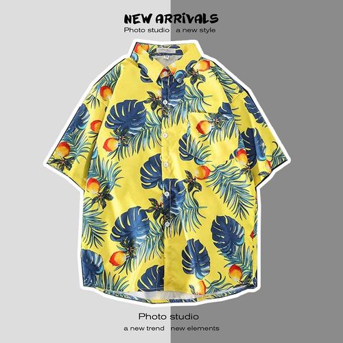 Été Japonais Nouvelle Plage Chemises Pour Hommes Et Femmes A Fleurs Ins Tendance Style Chemises A Manches Courtes A Imprimé Lâche