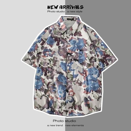 Été Japonais Nouvelle Plage Chemises Pour Hommes Et Femmes A Fleurs Ins Tendance Style Chemises A Manches Courtes A Imprimé Lâche