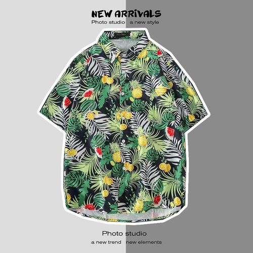 Été Japonais Nouvelle Plage Chemises Pour Hommes Et Femmes A Fleurs Ins Tendance Style Chemises A Manches Courtes A Imprimé Lâche