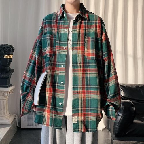 Chemise A Carreaux Haut De Gamme Pour Hommes De Style Chemise De Sel Japonais Veste Oversize Couple Tenue Niche Sens Du Design