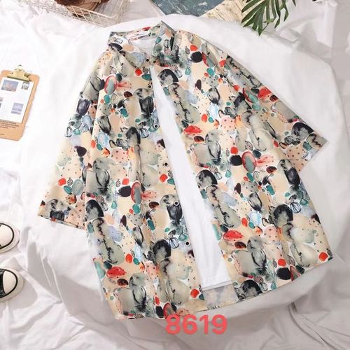 Chemise A Manches Courtes A Fleurs Hawaiennes Chemise Mince D'été Ample Pour Hommes Marque De Mode Yuppie Belle Veste