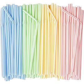 18x Pailles réutilisables colorées en plastique 24,5 cm