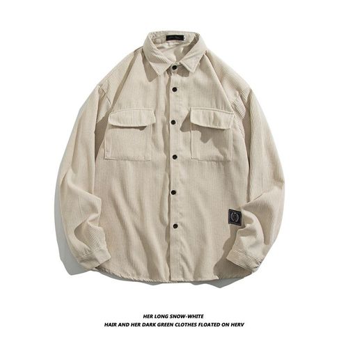 Japonais Rétro Velours Côtelé Outillage Chemise Hommes A La Mode Marque Grande Taille Ample Décontracté Velours Côtelé Chemise Multi-Poches Veste
