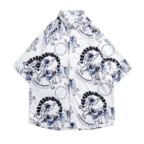 Commerce Extérieur Chemise A Fleurs Hawaiennes Hommes Rétro Décontracté Lâche Style Vacances A La Plage Couple Floral Marée Chemise A Manches Courtes
