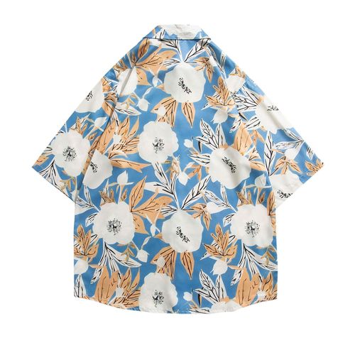 Commerce Extérieur Chemise A Fleurs Hawaiennes Hommes Rétro Décontracté Lâche Style Vacances A La Plage Couple Floral Marée Chemise A Manches Courtes