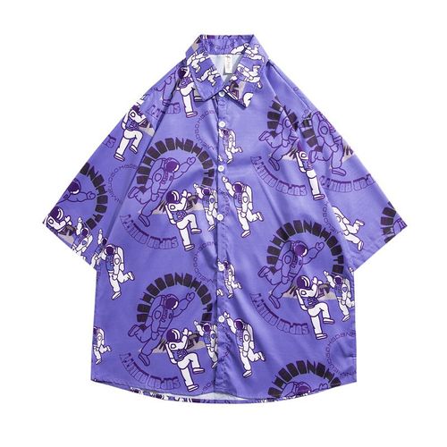Commerce Extérieur Chemise A Fleurs Hawaiennes Hommes Rétro Décontracté Lâche Style Vacances A La Plage Couple Floral Marée Chemise A Manches Courtes
