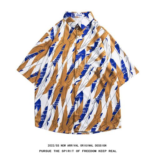 Commerce Extérieur Chemise A Fleurs Hawaiennes Hommes Rétro Décontracté Lâche Style Vacances A La Plage Couple Floral Marée Chemise A Manches Courtes