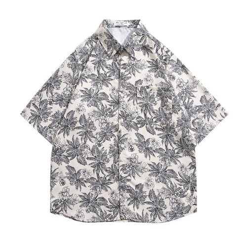 Commerce Extérieur Chemise A Fleurs Hawaiennes Hommes Rétro Décontracté Lâche Style Vacances A La Plage Couple Floral Marée Chemise A Manches Courtes