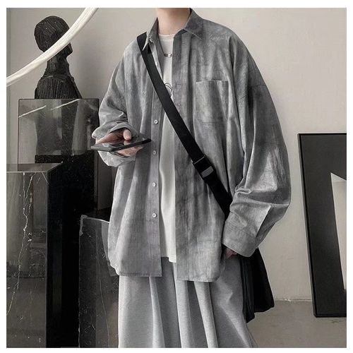 Style Rétro De Ins Automne Sentiment Chemise A Fleurs A Manches Longues Couples Masculins Et Féminins All-Match Lâche Chemise Cubaine Paresseux A La Mode