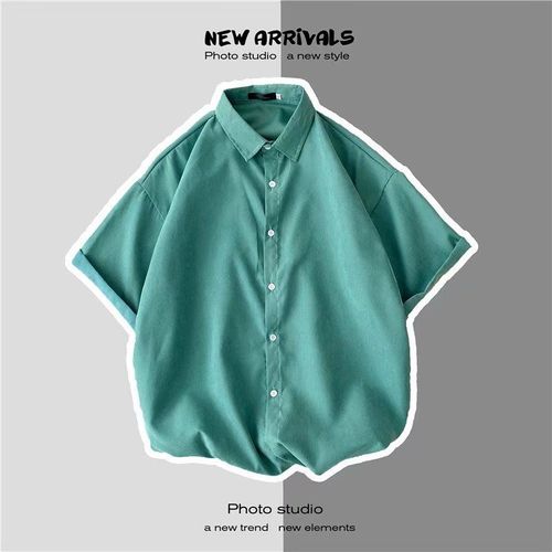 Été Mince Chemise A Manches Courtes Vetements Pour Hommes Conception Niche Chemise Style Japonais Couleur Unie Ruffian Belle Veste Décontractée