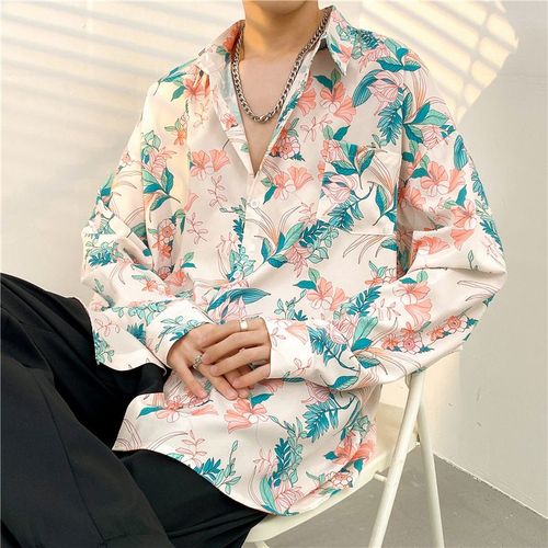 Chemise Florale Vintage De Style Thailandais A Manches Longues Hommes Et Femmes Chemise De Danse De Rue Lâche De Style Printemps Et Automne