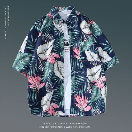 Chemise A Fleurs Hawaiennes Homme Rétro Couple Tendance Décontracté Ample Populaire Plage Vacances Floral Chemise A Manches Courtes Marée