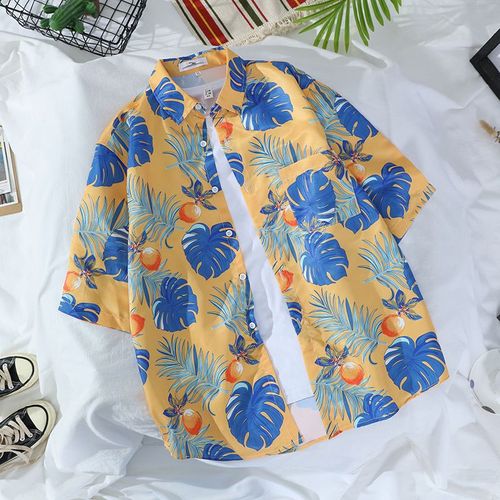 Chemise A Fleurs Hawaiennes Homme Rétro Couple Tendance Décontracté Ample Populaire Plage Vacances Floral Chemise A Manches Courtes Marée