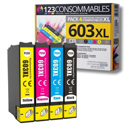 123CONSOMMABLES - 603XL - Pack de 4 Cartouches d'encre Compatible pour Epson 603 XL Etoile de Mer - pour Epson XP-2100 XP-2155 XP-3100 XP-4100 WF-282