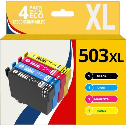 123CONSOMMABLES - 503XL - Cartouches d'encre Compatible pour Epson 503 XL pour Epson Expression Home XP-5200 XP-5205 Workforce WF-2960DWF WF-2965DWF (Pack de 4)