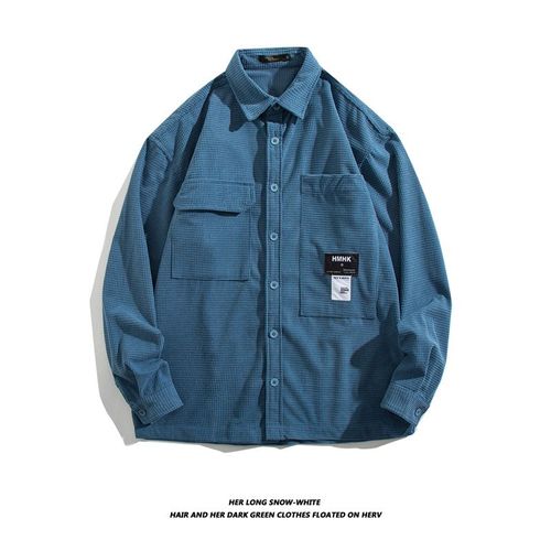 Chemise Homme A Manches Longues Japonaise Rétro Tendance Marque Belle Outillage Chemise Printemps Et Automne Ample Décontracté Velours Côtelé Veste