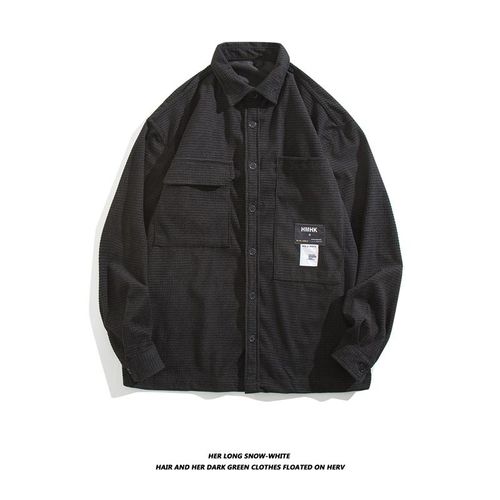 Chemise Homme A Manches Longues Japonaise Rétro Tendance Marque Belle Outillage Chemise Printemps Et Automne Ample Décontracté Velours Côtelé Veste
