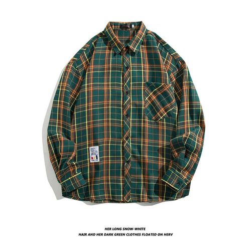 Printemps Et Automne Nouveau Coton Brossé Chemise A Carreaux Hommes Tendance Coréenne Décontracté Section Mince Coupe Chemise A Manches Longues Veste