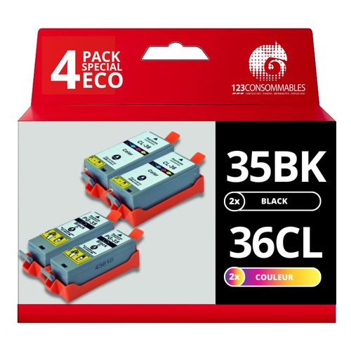 123CONSOMMABLES - Pack compatible avec CANON PGI-35/CLI-36 4 cartouches