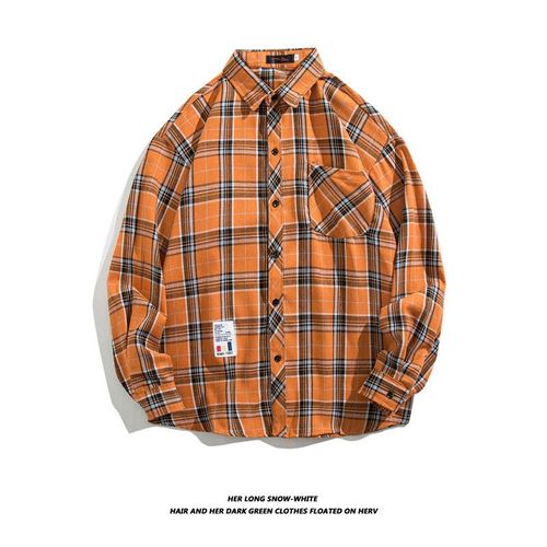 Printemps Et Automne Nouveau Coton Brossé Chemise A Carreaux Hommes Tendance Coréenne Décontracté Section Mince Coupe Chemise A Manches Longues Veste