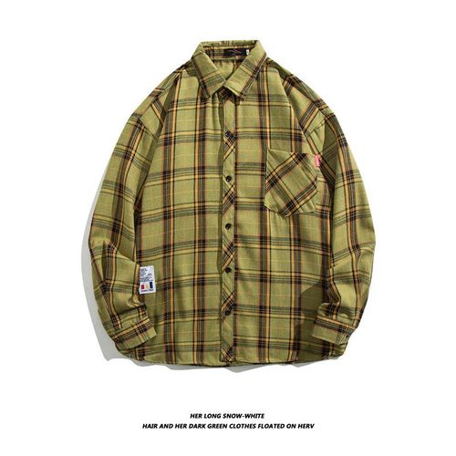 Printemps Et Automne Nouveau Coton Brossé Chemise A Carreaux Hommes Tendance Coréenne Décontracté Section Mince Coupe Chemise A Manches Longues Veste