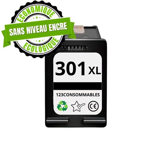 123CONSOMMABLES - 301 XL - Cartouches d'encre Remplacement pour Cartouche HP 301 Noir pour Encre HP 301XL pour Envy 4500 4502 5530 DeskJet 1000 1050 2050 2510 OfficeJet 2620 4630 (sans puce)