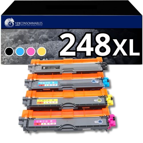 123CONSOMMABLES - TN248XL - Toner compatible avec Brother TN248 TN248XL TN-248XL TN248CMYK pour Brother MFC-L8390CDW DCP-L3560CDW DCP-L3520CDWE MFC-L3740CDWE MFC-L3760CDW DCP-L3520CDW (4-Pack)