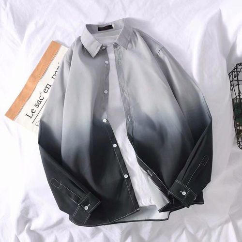 Chemise A Manches Longues De Couleur Dégradée Japonaise Garçons Style Coréen A La Mode Belle Chemise D'été A Manches Courtes Veste Décontractée Printemps Et Automne