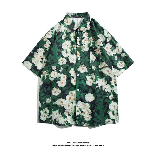 Chemise A Manches Courtes Imprimée Rétro Européenne Et Américaine Hommes Et Femmes Tendance Marque Lâche Style Hawaien Plage Couple Chemise Veste Tendance