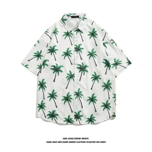 Chemise A Manches Courtes Imprimée Rétro Européenne Et Américaine Hommes Et Femmes Tendance Marque Lâche Style Hawaien Plage Couple Chemise Veste Tendance