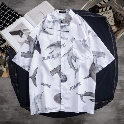 Chemise Imprimée De Style Rétro Pour Hommes De Style Version Coréenne A Manches Courtes Lâche Été Section Mince Survetement Design Sens Chemise De Niche
