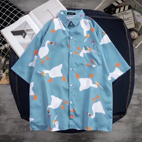Chemise Imprimée De Style Rétro Pour Hommes De Style Version Coréenne A Manches Courtes Lâche Été Section Mince Survetement Design Sens Chemise De Niche