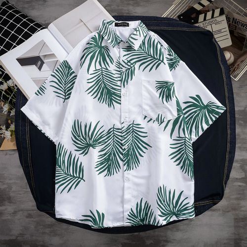 Vintage Graffiti Chemise Décontractée Hommes A Manches Courtes Été Section Mince Lâche A La Mode Marque Personnalité Design Sens Chemise Demi-Manches